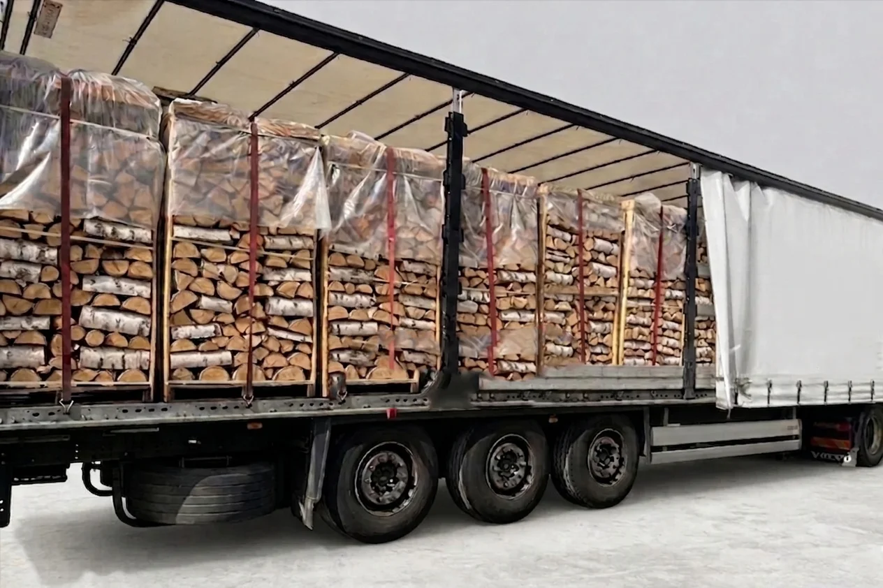 LKW-Ladung Brennholz – Eiche – 30/33 cm – kammergetrocknet – 2 RM Paletten